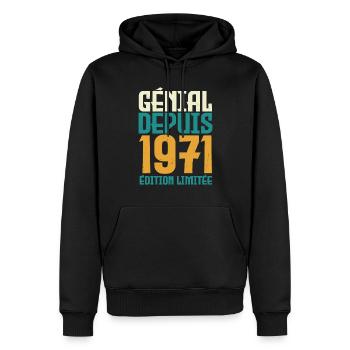 génial depuis 1971 - né en 1971 - anniversaire - Sweat à capuche Premium bio Homme - noir - Devant - Nico (187cm)