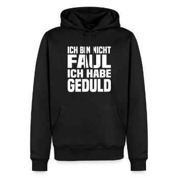 Ich Bin Nicht Faul Ich Habe Geduld - Männer Premium Bio Hoodie - Schwarz - Vorne - Nico (187cm)