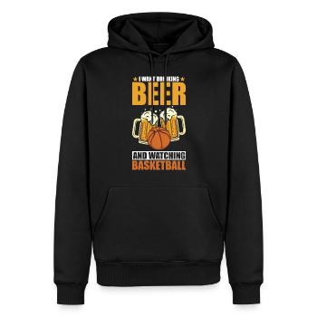 Basket-ball et bière - Sweat à capuche Premium bio Homme - noir - Devant - Nico (187cm)