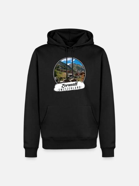 Zermatt Schweiz Souvenir - Männer Premium Bio Hoodie - Schwarz