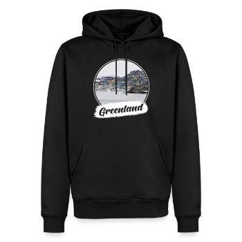 Souvenir du Groenland - Sweat à capuche Premium bio Homme - noir - Devant - Nico (187cm)