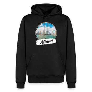 Miami Souvenir - Sweat à capuche Premium bio Homme - noir - Devant - Nico (187cm)