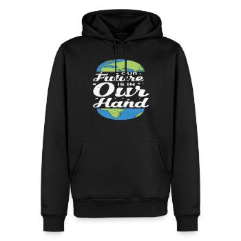 Unsere Zukunft liegt in unserer Hand, rettet die Erde - Männer Premium Bio Hoodie - Schwarz - Vorne - Nico (187cm)