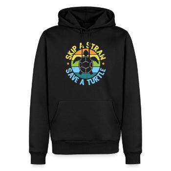 Überspringen Sie einen Strohhalm retten Sie eine Schildkröte Schildkröten Liebhaber Geschenke - Männer Premium Bio Hoodie - Schwarz - Vorne - Nico (187cm)