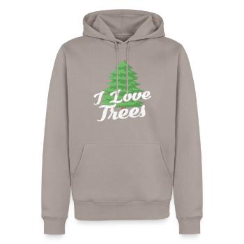 Ich liebe Bäume Baumschutz - Männer Premium Bio Hoodie - Taupe - Vorne - Nico (187cm)