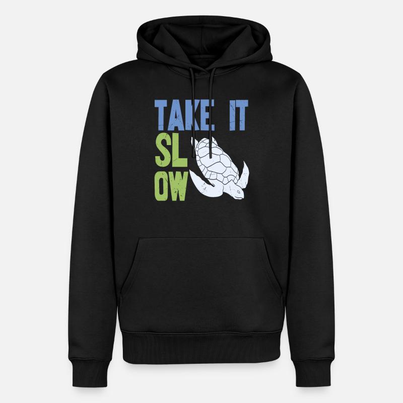 Prenez-le slow Tortoise Citations - Sweat à capuche Premium bio Homme - noir