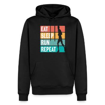 Manger Dormir Courir Répéter Les coureurs Motivation - Sweat à capuche Premium bio Homme - noir - Devant - Nico (187cm)