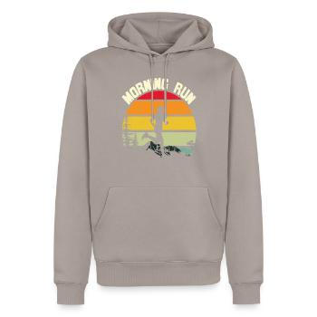 Morning Run Morning Walk Quotes - Men’s Premium Organic Hoodie - taupe - Front - Nico (187cm)