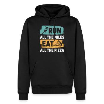 Run All The Miles Mangez toutes les pizzas Citations amusantes - Sweat à capuche Premium bio Homme - noir - Devant - Nico (187cm)