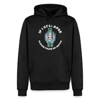 Wenn ich zusammenklappe, pausiere ich bitte meine Uhr Retro - Männer Premium Bio Hoodie - Schwarz - Vorne - Nico (187cm)