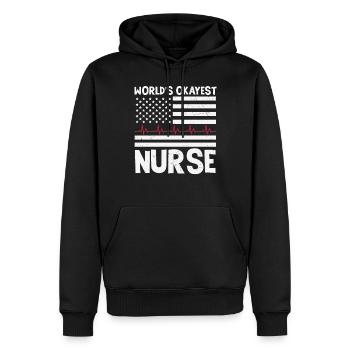 Die okayste Krankenschwester der Welt - Männer Premium Bio Hoodie - Schwarz - Vorne - Nico (187cm)