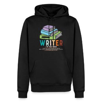 Writer Quotes - Men’s Premium Organic Hoodie - black - Front - Nico (187cm)
