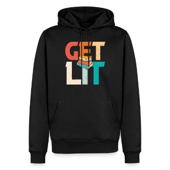 Obtenir des citations de livres éclairés - Sweat à capuche Premium bio Homme - noir - Devant - Nico (187cm)
