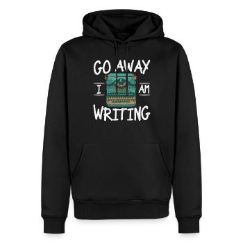 Allez-y, j’écris des citations - Sweat à capuche Premium bio Homme - noir - Devant - Nico (187cm)