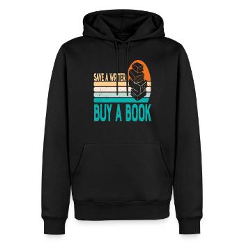 Save A Writer Buy A Book Writer Zitate - Männer Premium Bio Hoodie - Schwarz - Vorne - Nico (187cm)