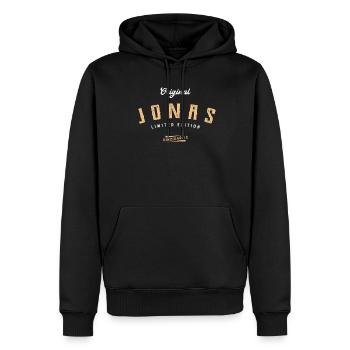 Jonas Limited Edition - Männer Premium Bio Hoodie - Schwarz - Vorne - Nico (187cm)