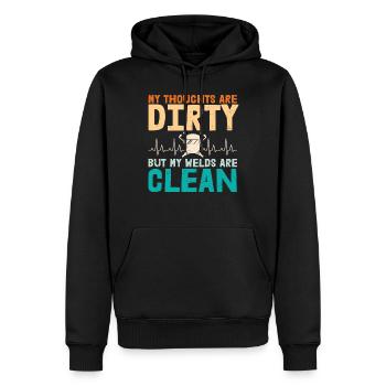 Mes pensées sont sales mais mes soudures sont propres - Sweat à capuche Premium bio Homme - noir - Devant - Nico (187cm)