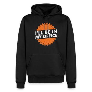 Je serai dans mon bureau Devis de soudage - Sweat à capuche Premium bio Homme - noir - Devant - Nico (187cm)