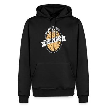 Und mach es rund, ich nehme quadratisches Zeug - Männer Premium Bio Hoodie - Schwarz - Vorne - Nico (187cm)