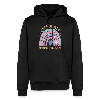 Célébrez la neurodiversité Citations de neurodiversité - Sweat à capuche Premium bio Homme - noir - Devant - Nico (187cm)