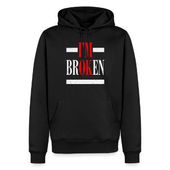 Je suis cassé Broken Vintage - Sweat à capuche Premium bio Homme - noir - Devant - Nico (187cm)