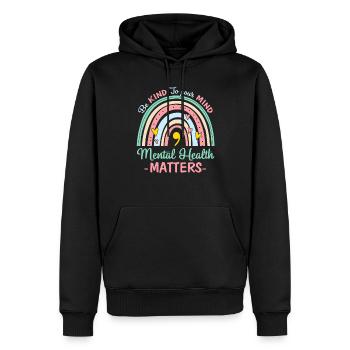 Seien Sie freundlich zu Ihrem Geist Psychische Gesundheit ist wichtig - Männer Premium Bio Hoodie - Schwarz - Vorne - Nico (187cm)