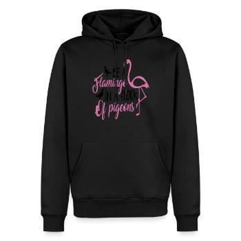 Soyez un flamant rose dans un troupeau de pigeons Motivant - Sweat à capuche Premium bio Homme - noir - Devant - Nico (187cm)