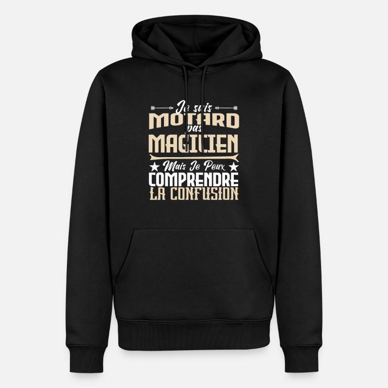 je suis Motard pas magicien - Sweat à capuche Premium bio Homme - noir