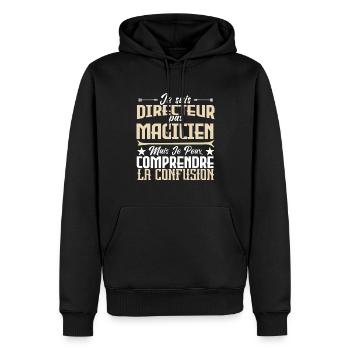 je suis Directeur pas magicien - Sweat à capuche Premium bio Homme - noir - Devant - Nico (187cm)