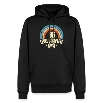 16. Geburtstag Level 16 Jahre Lustiges Gamer - Männer Premium Bio Hoodie - Schwarz - Vorne - Nico (187cm)