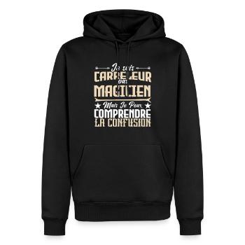 Je suis carreleur pas magicien - Sweat à capuche Premium bio Homme - noir - Devant - Nico (187cm)