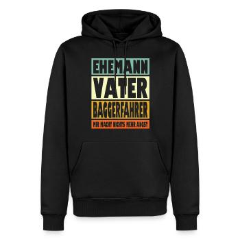 Baggerfahrer Vater Ehemann Held - Männer Premium Bio Hoodie - Schwarz - Vorne - Nico (187cm)