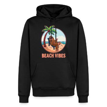 Beach Vibes Bigfoot Vacances d’été Sasquatch - Sweat à capuche Premium bio Homme - noir - Devant - Nico (187cm)