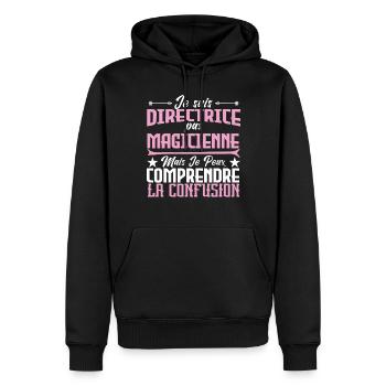 je suis Directrice pas magicien - Sweat à capuche Premium bio Homme - noir - Devant - Nico (187cm)