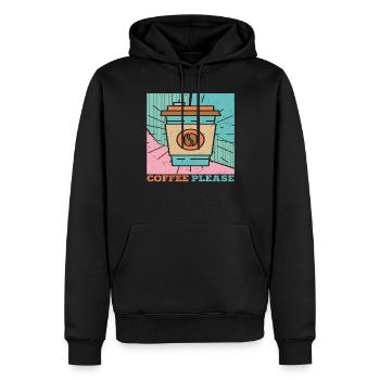 Kaffee bitte Zitate für Kaffee - Männer Premium Bio Hoodie - Schwarz - Vorne - Nico (187cm)