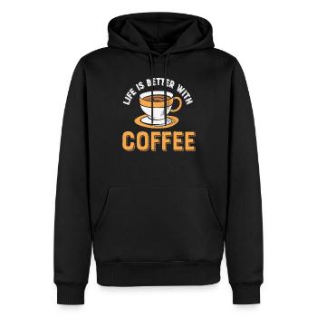 Das Leben ist besser mit Coffee Coffee Lover Quotes - Männer Premium Bio Hoodie - Schwarz - Vorne - Nico (187cm)