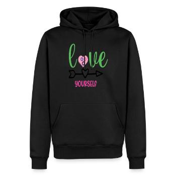 Liebe dich selbst Psychische Gesundheit ist wichtig - Männer Premium Bio Hoodie - Schwarz - Vorne - Nico (187cm)