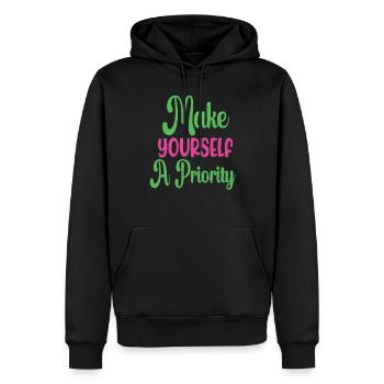 Faites-vous une priorité en matière de santé mentale - Sweat à capuche Premium bio Homme - noir - Devant - Nico (187cm)