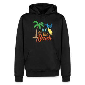 Rencontrez-moi à la plage Citations - Sweat à capuche Premium bio Homme - noir - Devant - Nico (187cm)