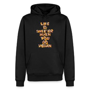 Life is sweeter when you go vegan Zitrusfrüchte - Männer Premium Bio Hoodie - Schwarz - Vorne - Nico (187cm)