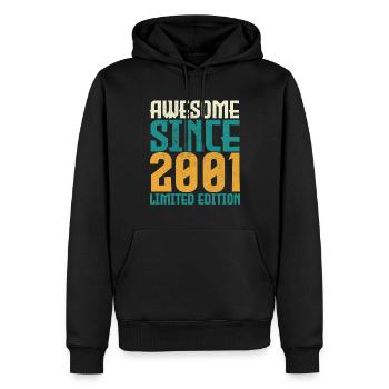 Awesome seit 2001 limitierte Auflage. - Männer Premium Bio Hoodie - Schwarz - Vorne - Nico (187cm)