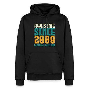 Awesome Since 2009 limited edition. - Sweat à capuche Premium bio Homme - noir - Devant - Nico (187cm)