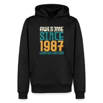Awesome Since 1987 limited edition. - Sweat à capuche Premium bio Homme - noir - Devant - Nico (187cm)