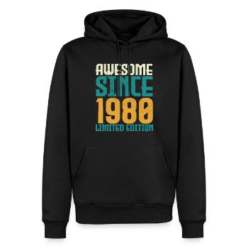 Awesome Since 1980 limited edition. - Men’s Premium Organic Hoodie - black - Front - Nico (187cm)