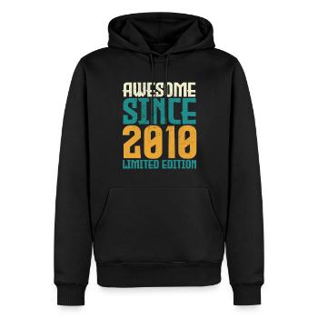 Awesome seit 2010 limitierte Auflage. - Männer Premium Bio Hoodie - Schwarz - Vorne - Nico (187cm)
