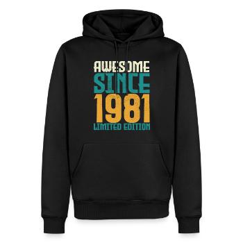 Awesome Since 1981 limited edition. - Sweat à capuche Premium bio Homme - noir - Devant - Nico (187cm)