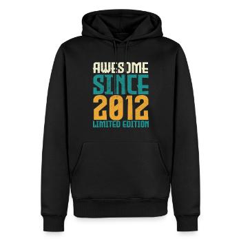 Awesome Since 2012 limited edition. - Sweat à capuche Premium bio Homme - noir - Devant - Nico (187cm)