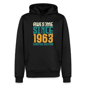 Awesome since 1963 Limited Edition. - Men’s Premium Organic Hoodie - black - Front - Nico (187cm)