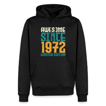 Awesome Since 1972 limited edition. - Men’s Premium Organic Hoodie - black - Front - Nico (187cm)