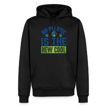 Kein Kunststoff ist die coole Meeresschutzunterstützung - Männer Premium Bio Hoodie - Schwarz - Vorne - Nico (187cm)